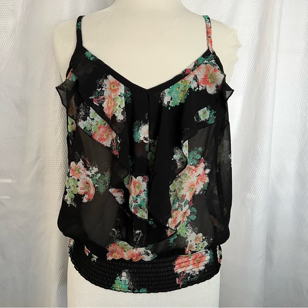 American Rag Cie Floral Ruffled Tank Top Woman’s size M